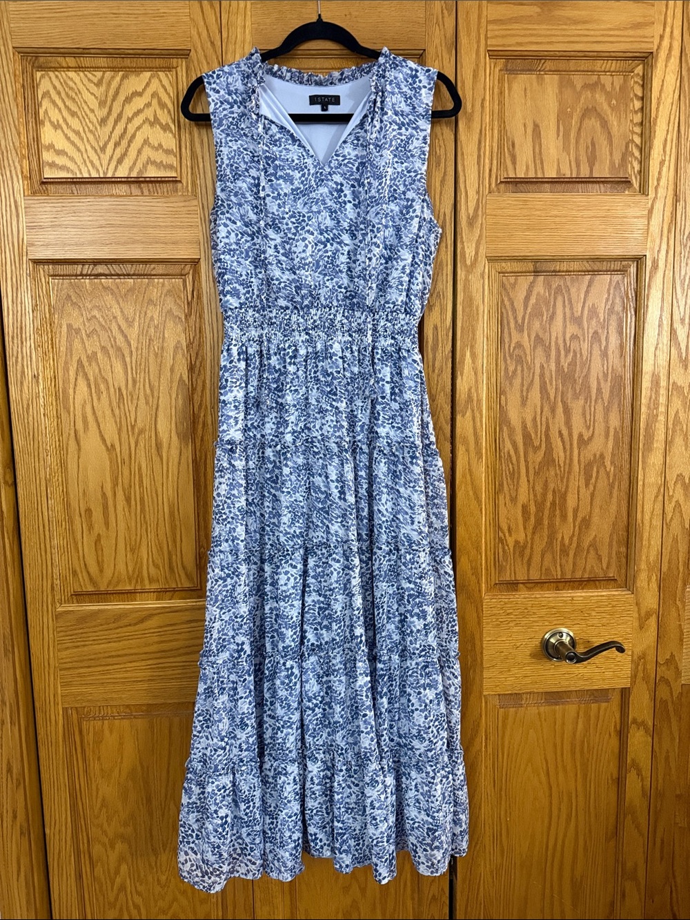 1. State Blue and White Floral Sleeveless Maxi Dress